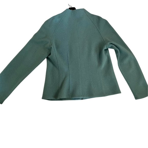 Lafayette 148 New York Vintage Cardigan 100% wool Dusty Turquoise, Size 12 - Picture 5 of 6